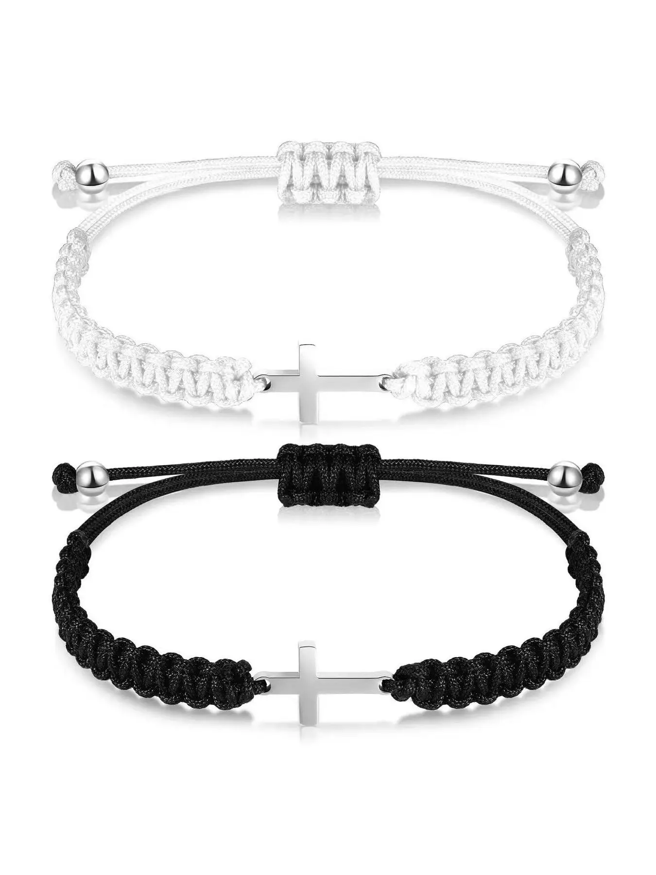Unisex Street Style Cross Design Couple Bracelets, 2 Counts/set Minimalist Drawstring Bracelets, Fashionable All-match Jewelry for Women & Men As Gift