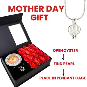 Mother's Day Pearl Necklace Making Kit – DIY Jewelry Set with Freshwater Cultured Pearl, AAA Grade, 18-Inch Sterling Silver Chain, Pendant Holder & Rose Gift Box