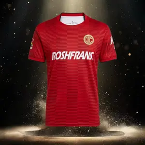 25 26 Red Short Sleeve Soccer Jersey Fans Version Breathable