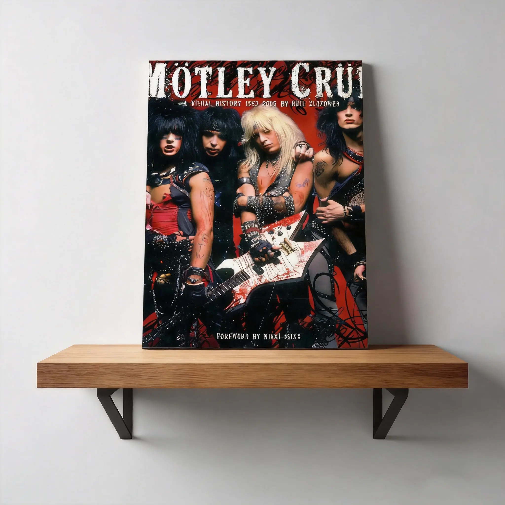 Motley Crue Artistic Pine Wood Framed Oil Painting Poster, Vibrant Illustrations, Framed Home Decor for Living Room, Modern Design Home Wall Decor