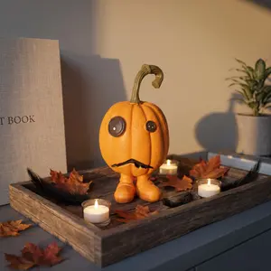Cute Pumpkin Man Ornament, Home Decor Item, Entryway Decoration, Resin Craft, Halloween Decoration, Pumpkin Ornament, 1pc