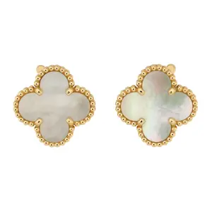 Pre-owned Van Cleef & Arpels Vintage Alhambra Earrings 18K Yellow Gold and Mother of Pearl by Rebag