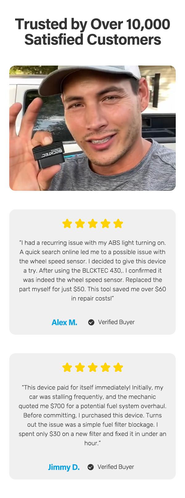 BLCKTEC 430 Car Code Reader -  OBD2 Scanner Diagnostic Tool - Fix Check Engine Light Issues, ABS, SRS, TPMS & More - Enhanced Universal OBDII Tool - Reliable Accurate Automotive Obdscanner Diagnostictool with Livedata + Full Systemscan