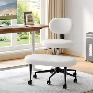 Joyfinity Ergonomic Cross Legged Swivel Chair - Adjustable Height, Versatile for Meditation & ADHD, Teddy Fabric, Back & Lumbar Support, Kneeling Chair, 360° Rotating Footrest, Gifts for Family, Home & Office Use