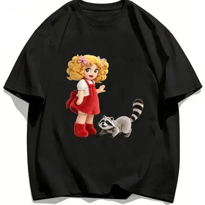 Decandy Candy designed short sleeved T-shirt with a nostalgic and colorful style, machine washable, perfect for retro culture enthusiasts and daily use