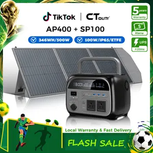 [Summerfinds][Camping Essentials 2026/Camping Gear] Ctolity 500w 345wh Portable Power Station Solar Generator 100w Etfe Solar Panel 23.7% Efficiency Solar Generator Lifepo4 Battery Off Grid Living Power Outage Survival Emergency Prep