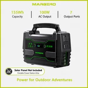 MARBERO 155Wh Portable Power Station (Solar Panel Not Included) with 2 x 100W AC Outlets(150W Surge) 7 Output Ports Built-in Flashlight for Camping Power Outage Outdoor Emergency