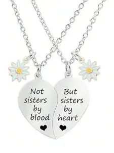 suteyi BFF Necklace For 2-Split Heart Necklace Not Sisters By Blood Pendant Best Friend Friendship Necklace Set Of 2 Valentines Day Gifts For Her