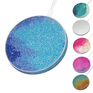 Wireless Charger 15W Max Bling MagSafe Charger Pad Type C Cable | Qi-Certified iPhone 13/14/12/SE/11/X/XR, AirPods; Galaxy Note S21/S20/S10/S9 (No AC Adapter) (Multiple Colors)