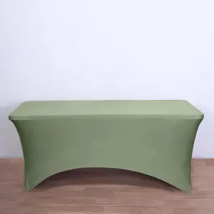 Stretch Spandex Rectangle Tablecloth 6ft Dusty Sage Green - Wrinkle Free Fitted Table Cover