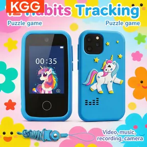 Cute Cartoon Kids Mini Smart Phone, Fun Educational Toy with English Word Learning, Puzzle Games, Music, Video, Camera, Recorder, Alarm, Flashlight, Calendar, Calculator & Habit Tracker. Multi-Functional Electronic Toy for Students.
