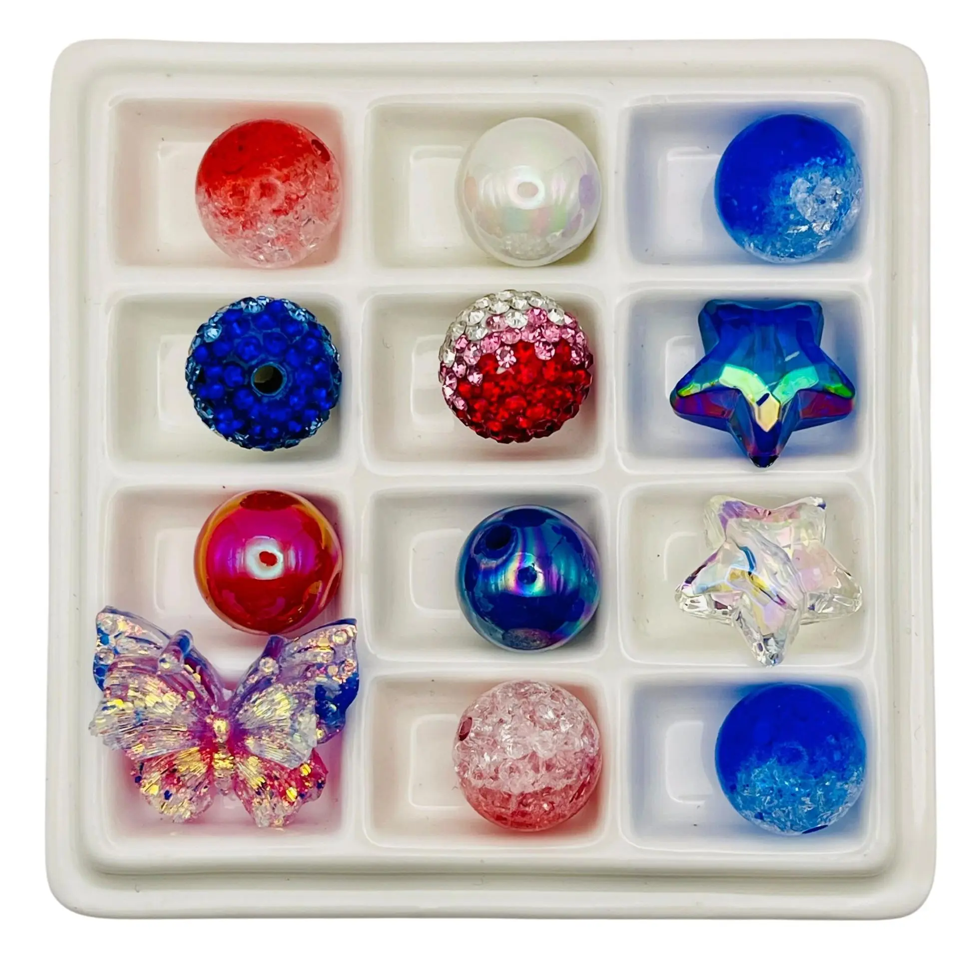 Puerto Rico Inspired Bead Mix – Silicone Focals, Acrylic Beads & Rhinestone Accents for Pens, Keychains, Bracelets & DIY Crafts