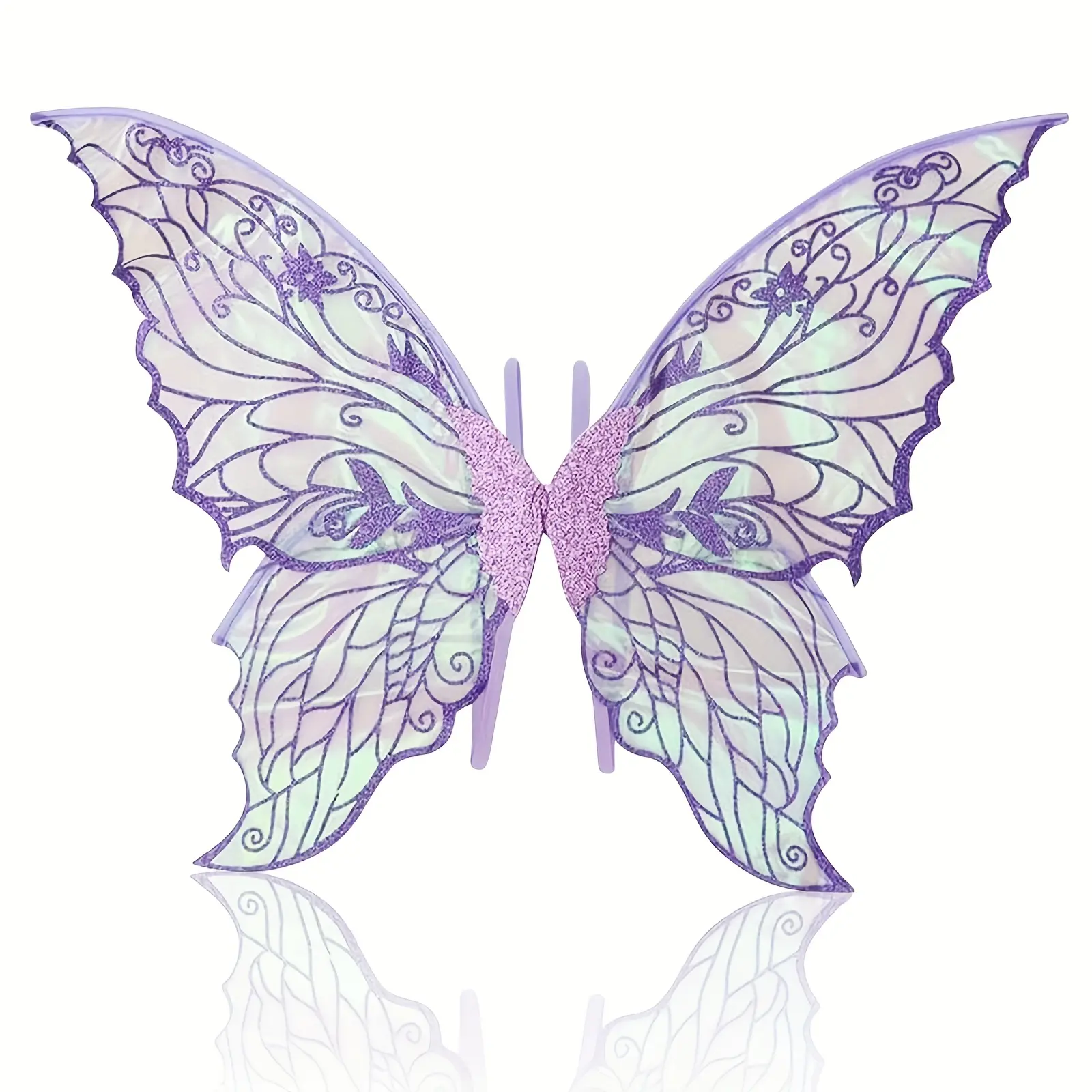 Shiny Butterfly Wings for Women, Gold Glitter Fairy WINGS, Carnival Costume Accessory, Halloween Christmas Party Props, Battery-Free