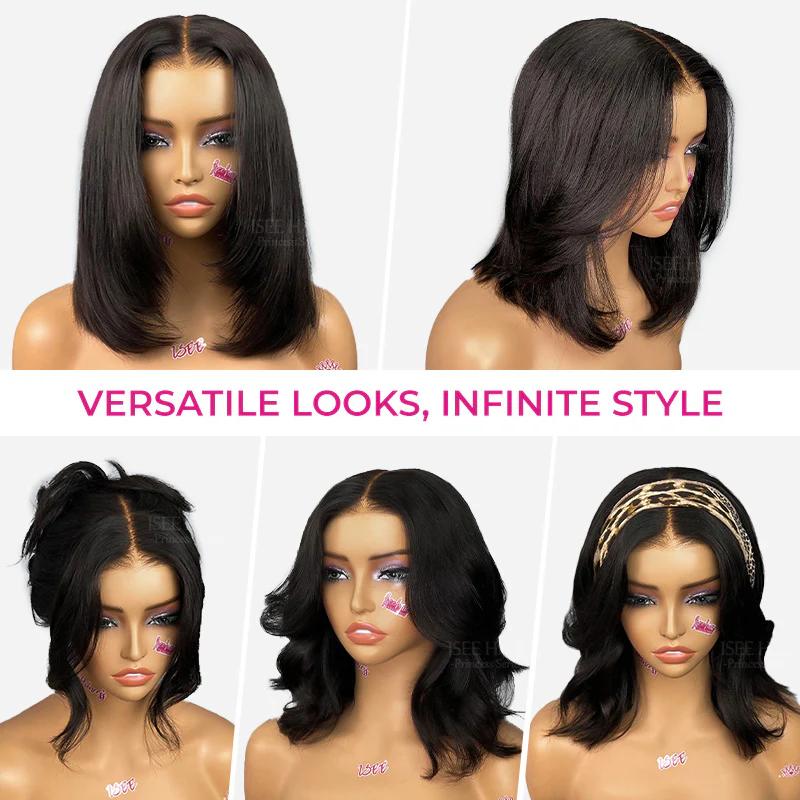 【Hot】ISEE HAIR Wear Go 9x6 Tpart Layered Cut Bob Yaki Straight Wig 180% & 250% Natural Black & Reddish Brown Deep Part Lace Glueless Wig #TikTokShopHolidayHaul