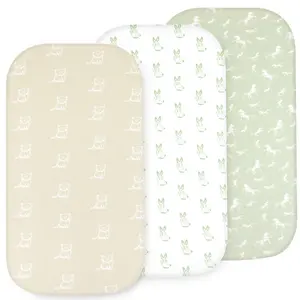 Bublo Baby Fitted Organic Cotton Bassinet Sheets (3-Pack)