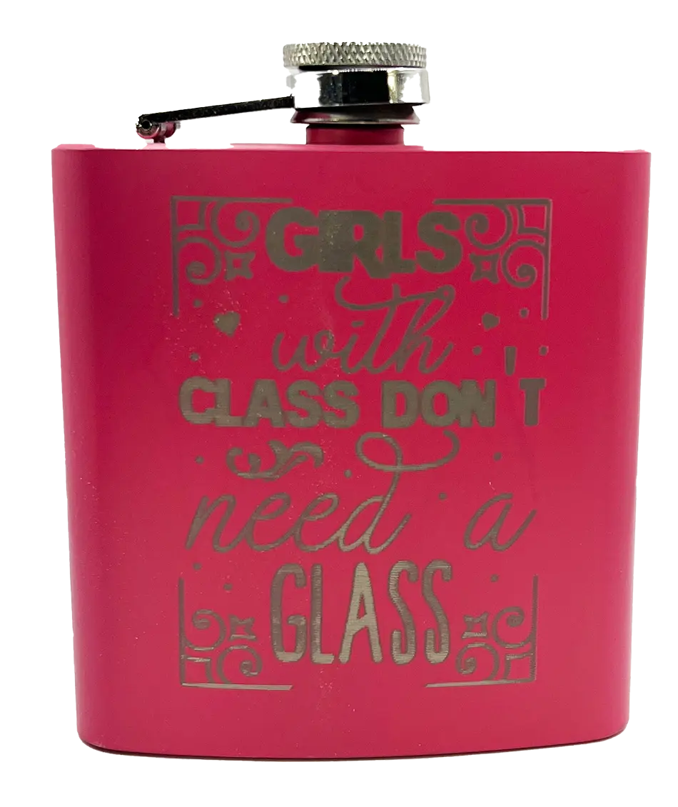 Pink Laser Engraved Flask