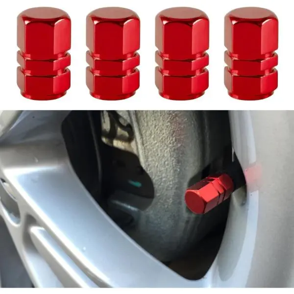 4PCS Car Tire Stem Valve Caps, Auto Hexagon Shape Dustproof Tire Cap Wheel Tire Valve Covers, Car Leak-Proof Air Protection Accessories for Cars, SUVs, Motorcycles, Bikes
