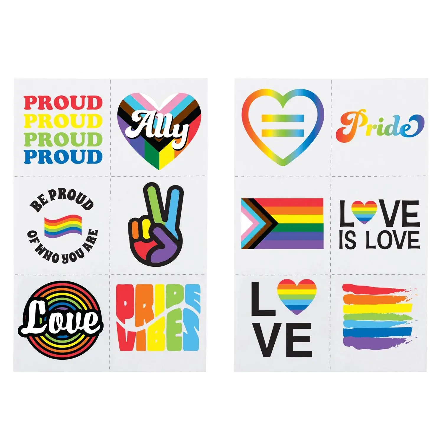 Bulk 72 Pc. Pride Temporary Tattoos, Tattoo Art, Multicolor, Rainbow Hues, Easy To Remove, Safe Removal