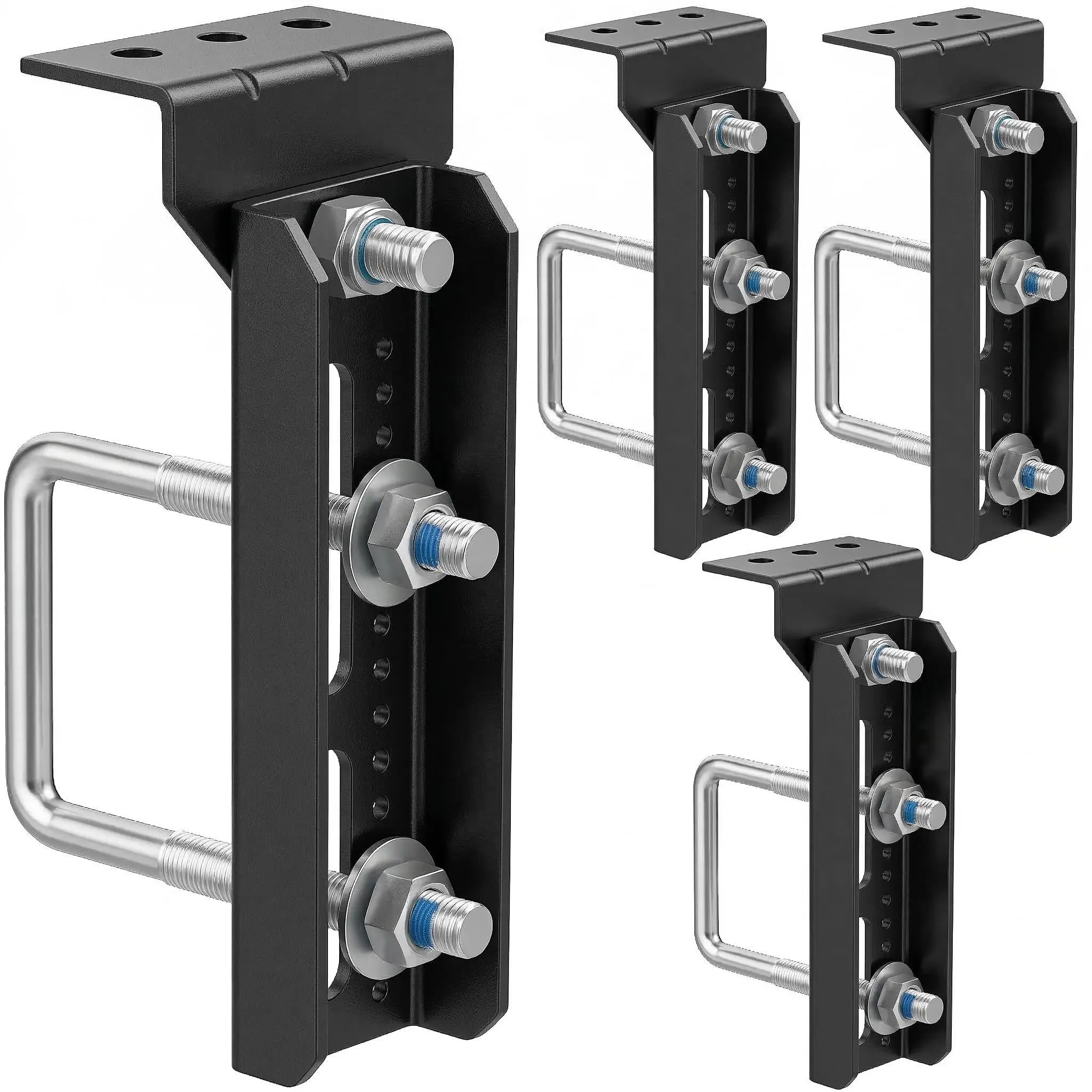 Wellmax 10" Heavy Duty Boat Trailer Bunk Brackets, 4-Pack | Galvanized Steel with E-Coating & Dacromet Hardware | Swivel Top | Fits 3x3, 2x3, 1.5x3 Crossmembers | For Deep-V Hulls & 2x6 Bunk Boards