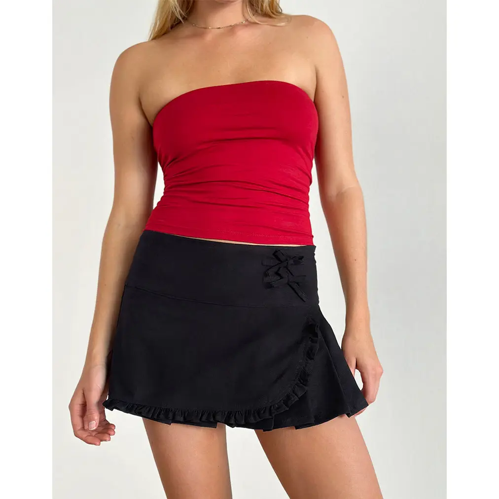 Monana Wrap Micro Skirt in Plain Black
