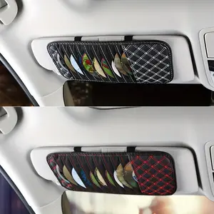 1pc Car Sun Visor CD Storage Bag PU Leather DVD Disc Holder With 10-CDs Card Pockets Organizer Car Organizers Auto Interior Accessories