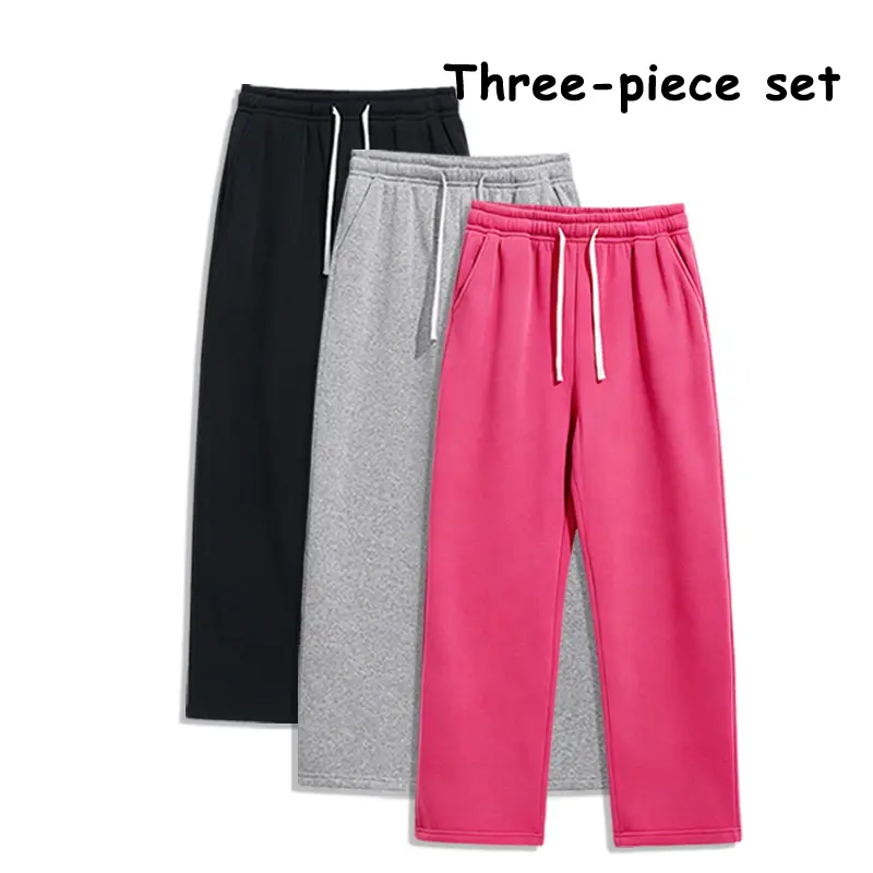 3-Pack Men’s Ultra-Soft Wide-Leg Lounge Pants, High-Waist Drawstring Sweatpants with Pockets, All-Season Casual Straight-Leg Joggers for Home & Street