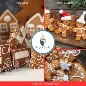 Gingerbread Christmas Candle Wrap for Wrap A Candle Base | Holiday Cookie Decorative Wrap | Festive Christmas Decor | Cozy Kitchen & Table Styling | Reusable Candle Wrap
