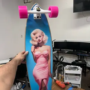 Custom Vinyl Wrapped CRD Lady In Pink 10 X 44 Inch Pintail Longboard