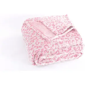 | Leopard Throw Blanket Fleece,  Lightweight Cozy Warm Plush Microfiber Pink Blanket for Couch Sofa and Bed (Pink,  (90 x 90 inches))