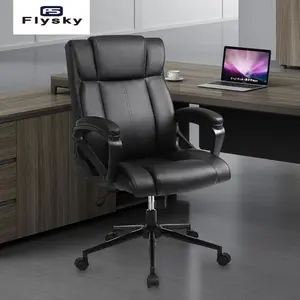 Flysky Home Office Furniture Ergonomic Executive Office Chair with Wheels, Armrest and Lumbar Support, Upholstered Leather Mid-Back with Tilt Function