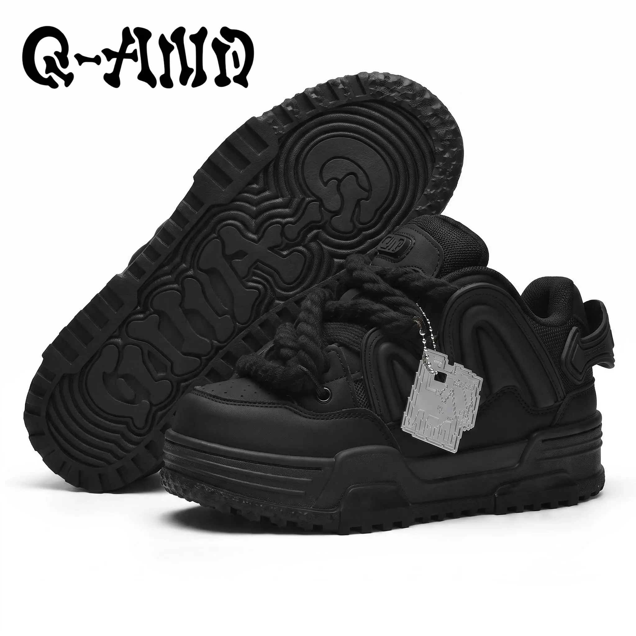 Q-AND Unisex Hands Free Chunky Platform Skateboard Sneakers Non Slip Comfort Breathable Workout Gym Athletic Casual Streetwear Fashion Skate Shoes