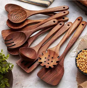 5pcs Wooden Spoons, Sturdy Wooden Kitchen Utensils With A Box, Lightweight And Heat Resistant, Kitchen Supplies Baking Accessories