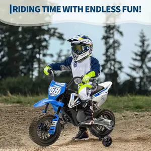 【Black Friday】GARVEE 12V Electric Dirt Bike for Kids Ages 8-14 – Training Wheels, Bluetooth Music, Twist Grip Throttle, Max Speed 3 MPH, Spring Suspension, Safe Off-Road Ride – Great Gift for Boys & Girls