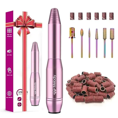 Electric Nail Drill, Professional Acrylic Nail Drill Machine for Gel, , Portable USB Electric File  Set with Nail Drill Bits, Manicure Pedicure