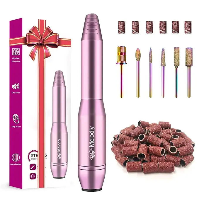 Electric Nail Drill, Professional Acrylic Nail Drill Machine for Gel, , Portable USB Electric File  Set with Nail Drill Bits, Manicure Pedicure