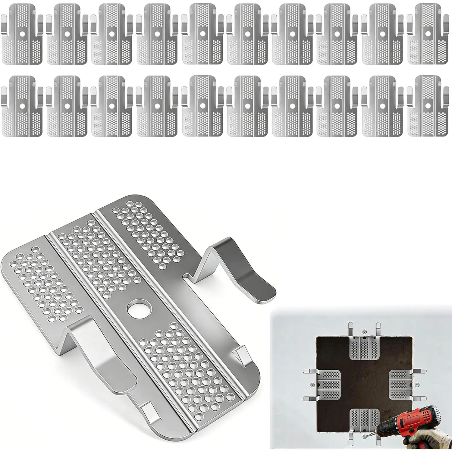 20 Pack Drywall Repair Clips, 1/2 inch Drywall Fastener Clip with 40 Screws, Drywall Clips for Wall and Sheetrock,  Metal Backing Clips with Screws for  Improvement