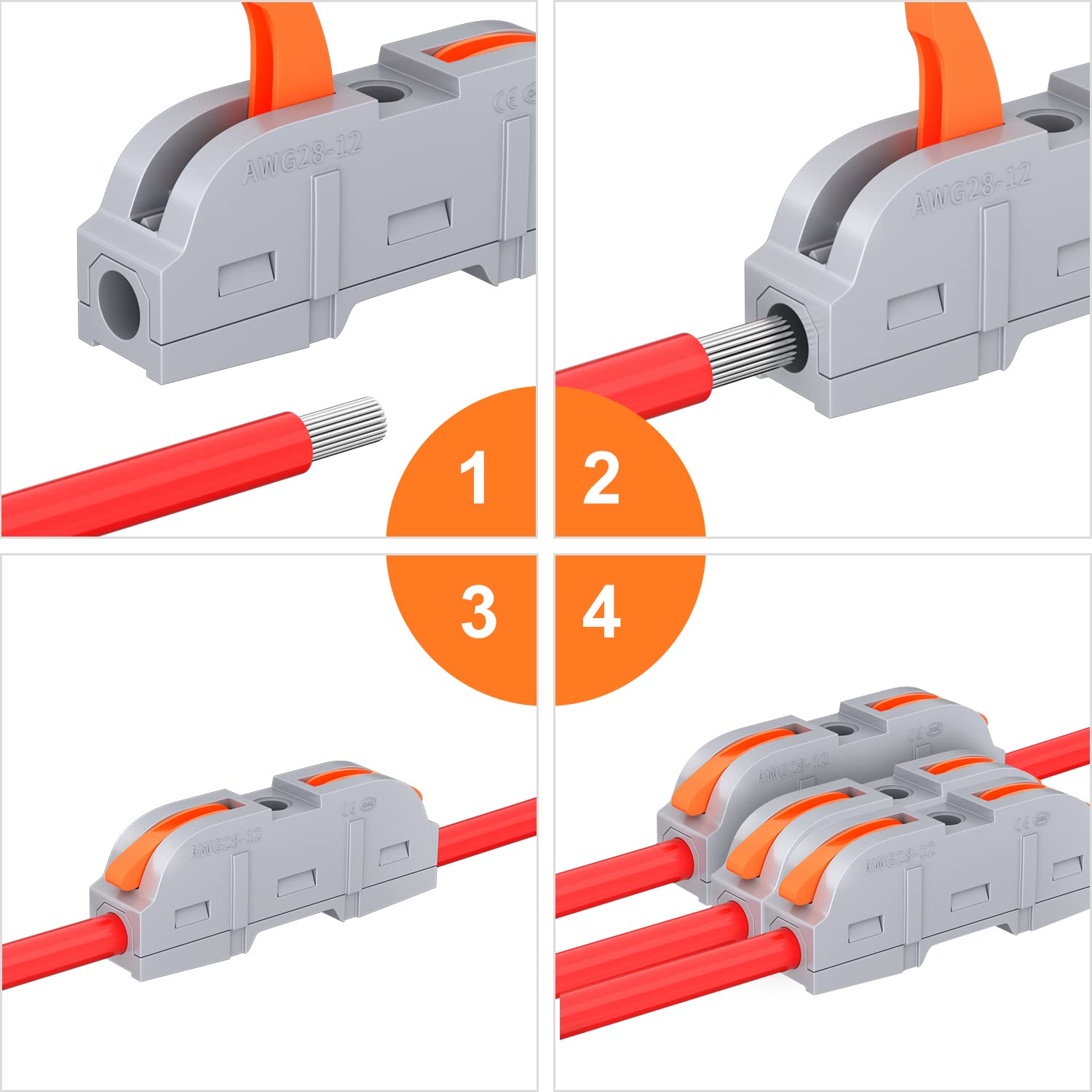 Quick Lever Wire Connectors, Universal Push-In Terminal Block, Electrical Cable Connectors for Home, Office & Industrial Use, Durable & Secure Wiring