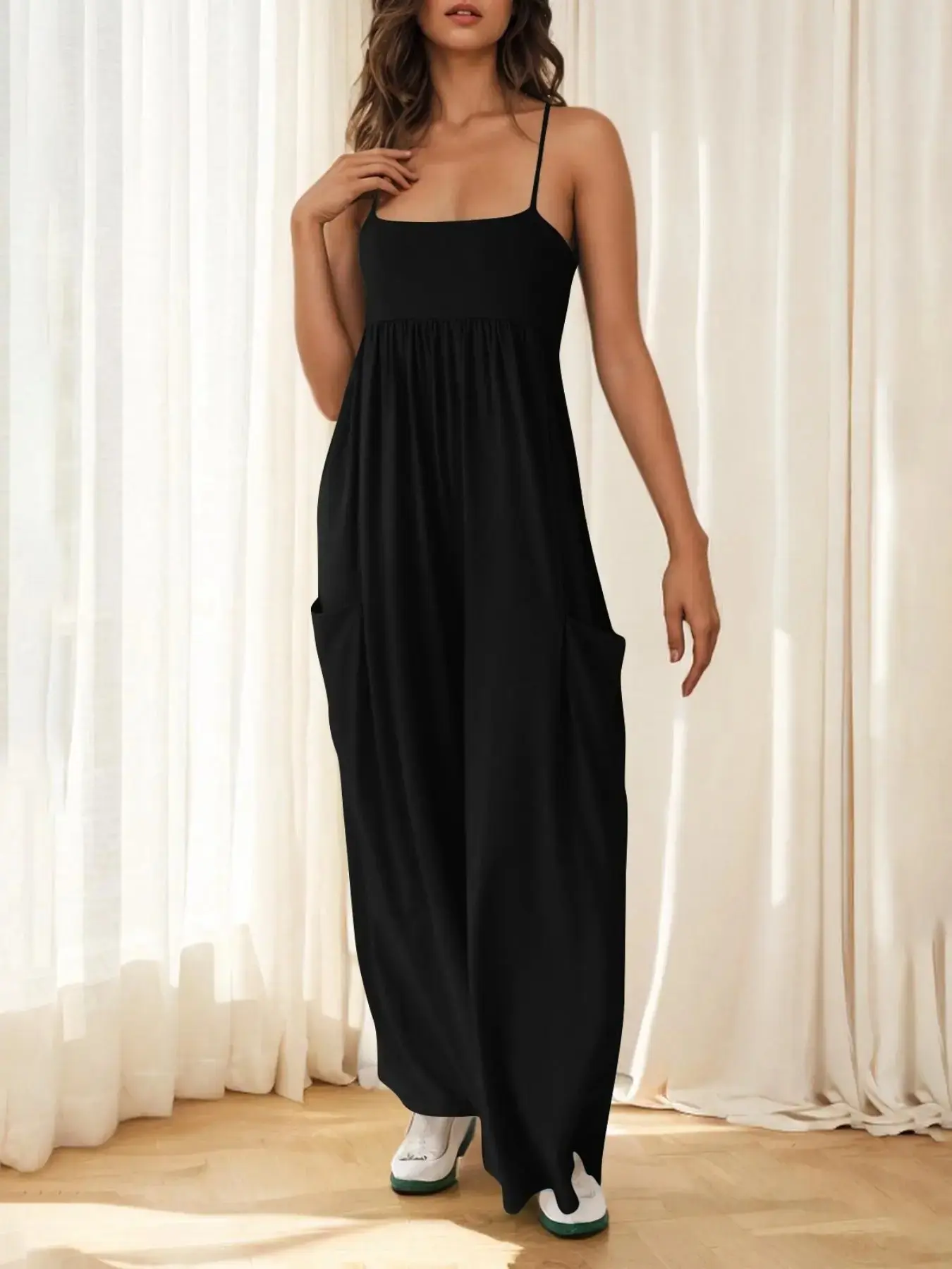 Women's Strapless Square Neck Sleeveless Loose Wide Leg Romper Casual Summer Comfy 2026