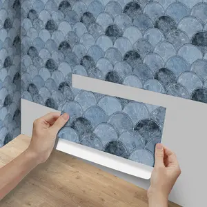 12/24/48 Pcs Retro Self-Adhesive Sticker With Fish Scale Pattern, Waterproof And Splash Proof Self-Adhesive, Easy To Stick And Remove, Suitable For Home Renovation And Renovation
