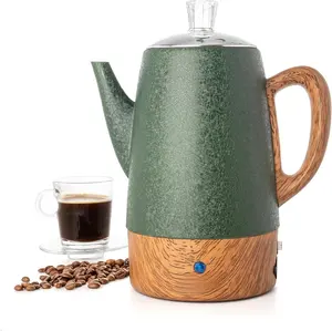 Percolator Coffee Pot Electric 10 Cup, Green Coffee Maker, Coffee Percolator Electric With Keep Warm Function, 10 Cups Stainless Steel Perculator With Basket (Shiny Green)