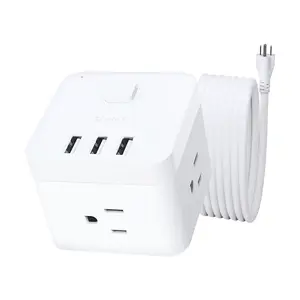 GONEO Power Strip 5f Extension Cord with Multiple Outlets, 3 USB Charging Ports 3 Outlets