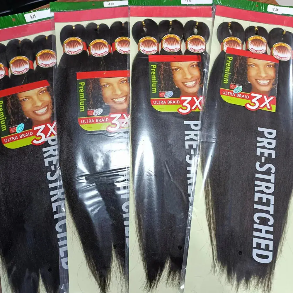 Pre Stretched Braiding Hair 26in 3 Packs Black Braiding Hair Synthetic Prestretched Braid Hair Extensions Crochet Twist Braids