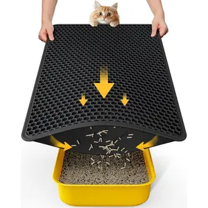 Cat Litter Mat - Large Litter Trapping Mat, Easy to Clean Litter Box Mat, Waterproof, Urine-Proof, Non-Slip Kitty Litter Mats for Floor