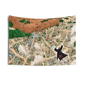 Naruto Anime Manga Panel Print Wall Tapestry, Colored Indoor Japanese Home Decor, Pain-Themed Room Wall Hanging