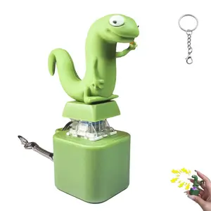 Lizard Keychain Sound Rechargeable Anxiety Relief Keychain with Colorful Lights Interactive Button Press Fidget Toy for Fidget Lovers 1PCS - Interaction