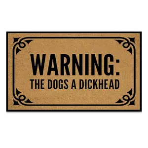 Front Door Mat Indoor Entrance, Warning The Dogs Holiday Monogrammed Doormat Outdoor, Funny Welcome Floor Mats Outside Inside Non Slip with Rubber Backing