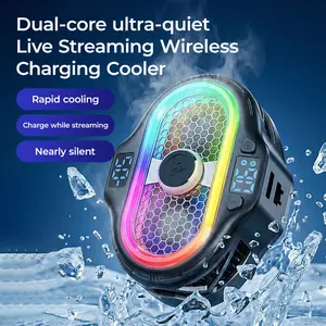 Portable Magnetic Phone Cooler, 15W Fast Wireless Charger, Radiator with Removable Grip, Dual Digital Display, Silent Fast Cooling Fan for Gaming, Live Streaming, Vlogging