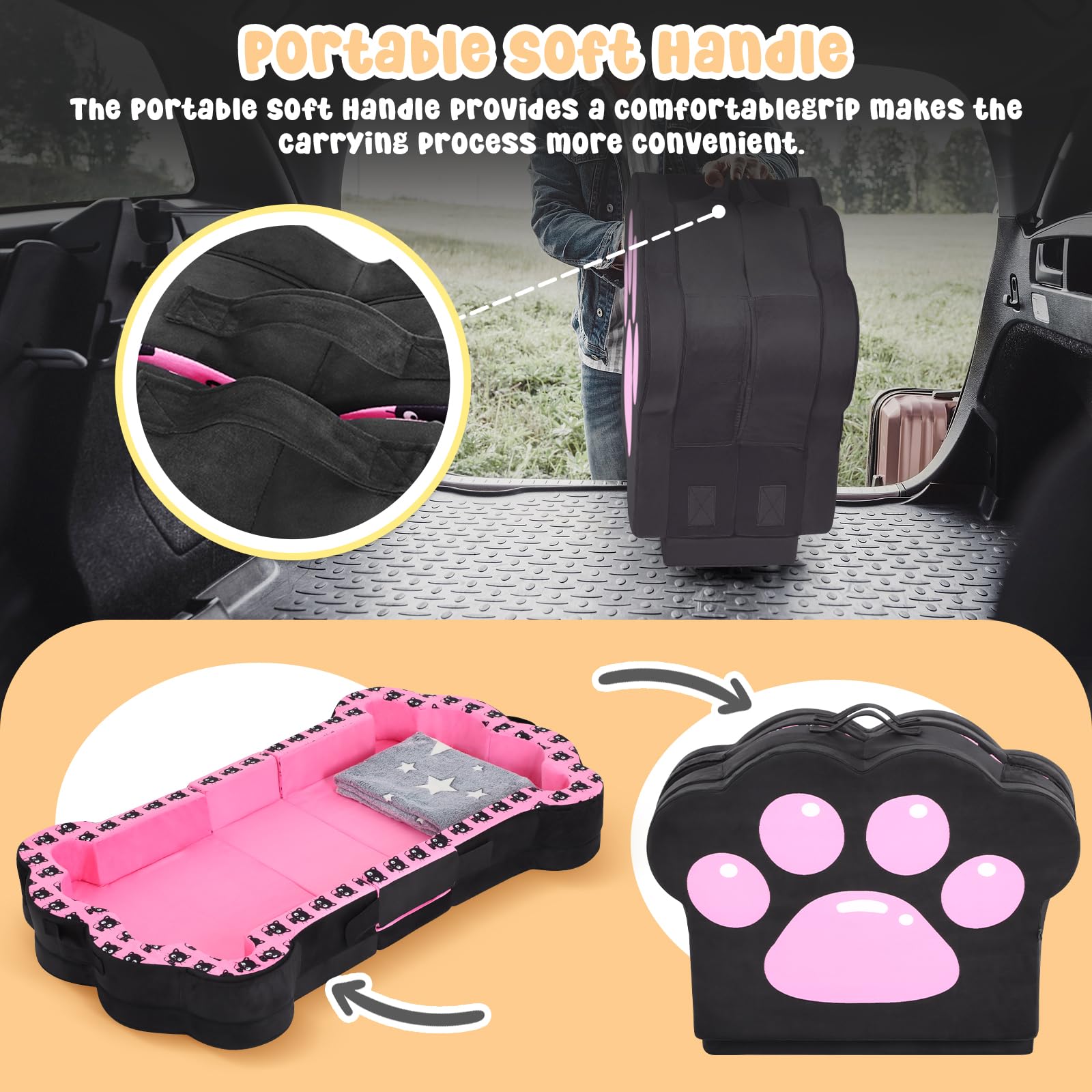 Portable Toddler Floor Bed,Foldable Toddler Travel Bed with Washable Cover for Kids,Soft and Safe