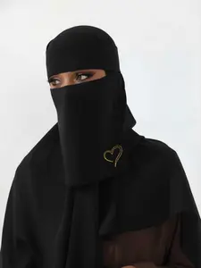 Heart Mask Jersey Hijab For Muslim, Soft Fabric Comfortable Wear, Breathable Elastic Fit Headscarf, Hijab Tutorial Included