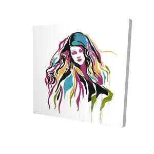 360 stand Retro Artistic Woman Graffiti Print, 36x36 in. Pop Art Canvas - Home Decor Decoration for Bedroom, Ideal Gift, Wall, High Def Print